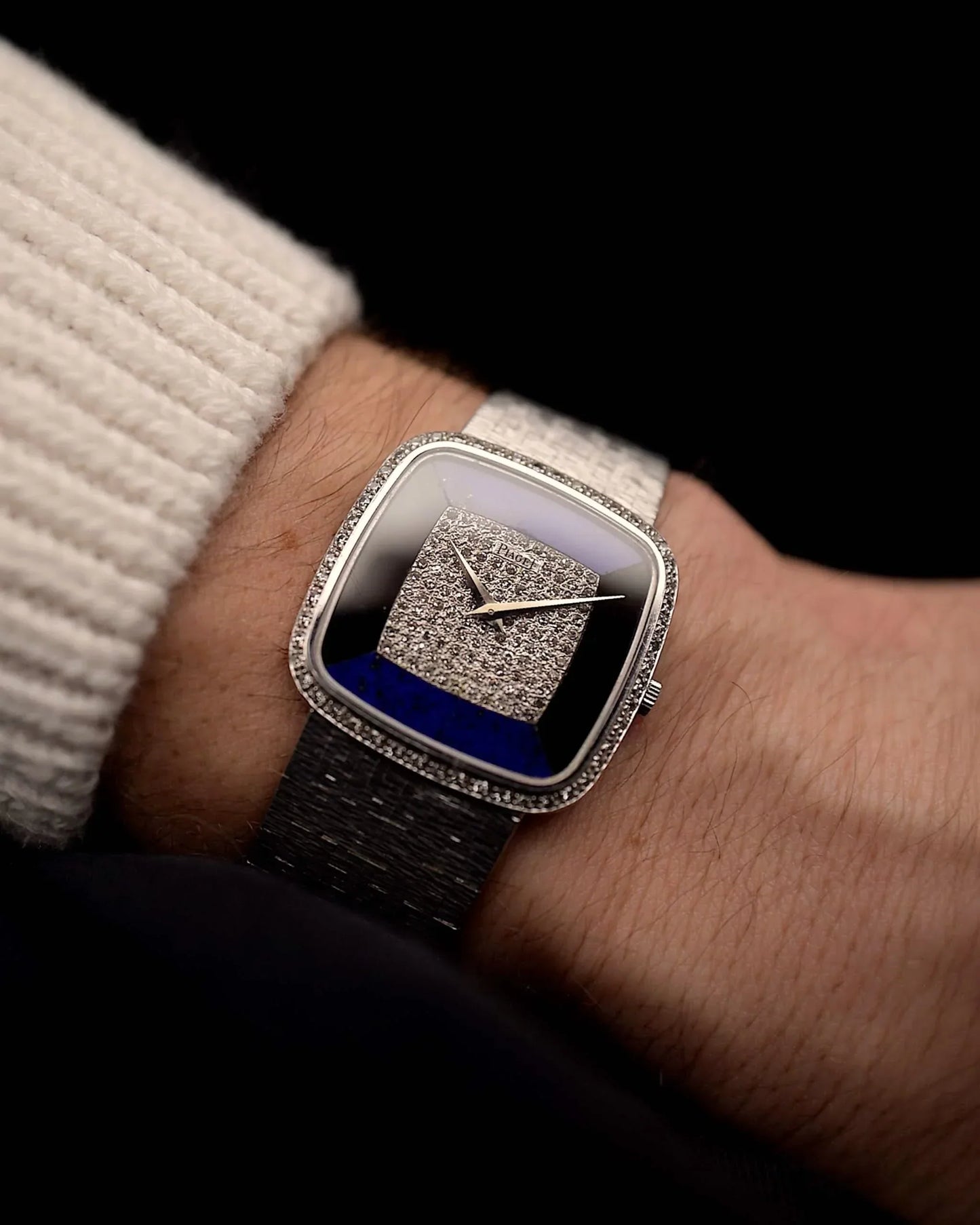Piaget Square 9775 Lapis Onyx 18k Diamond 1970s